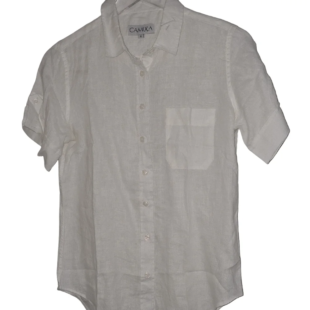 Ladies White Casual Button Down Shirt with Classic Collar - Picture 4 of 8